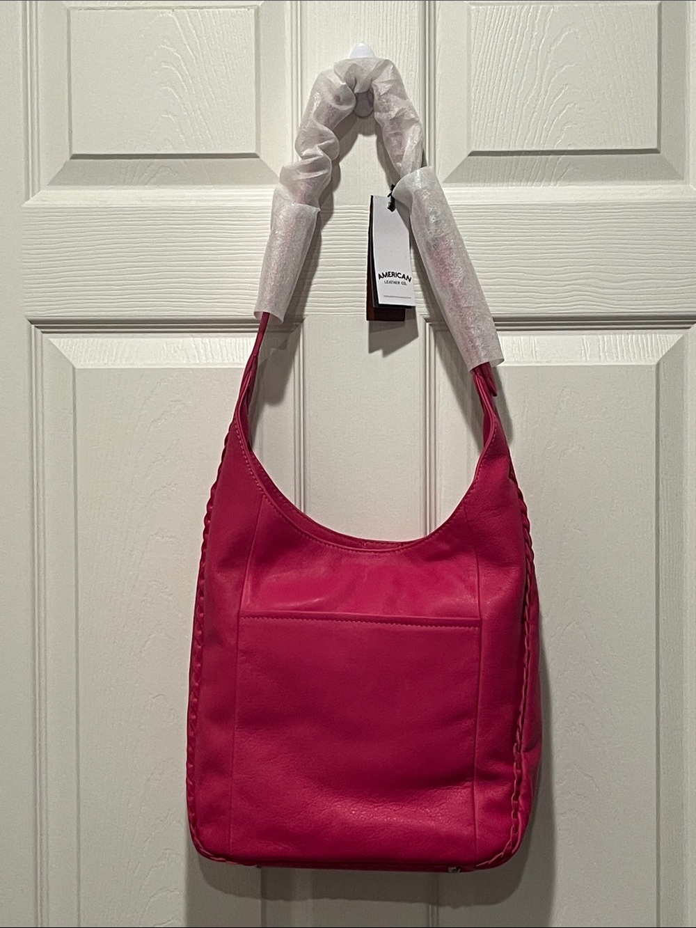 American Leather Fuchsia Dragonfruit Leather Shoulder Bag